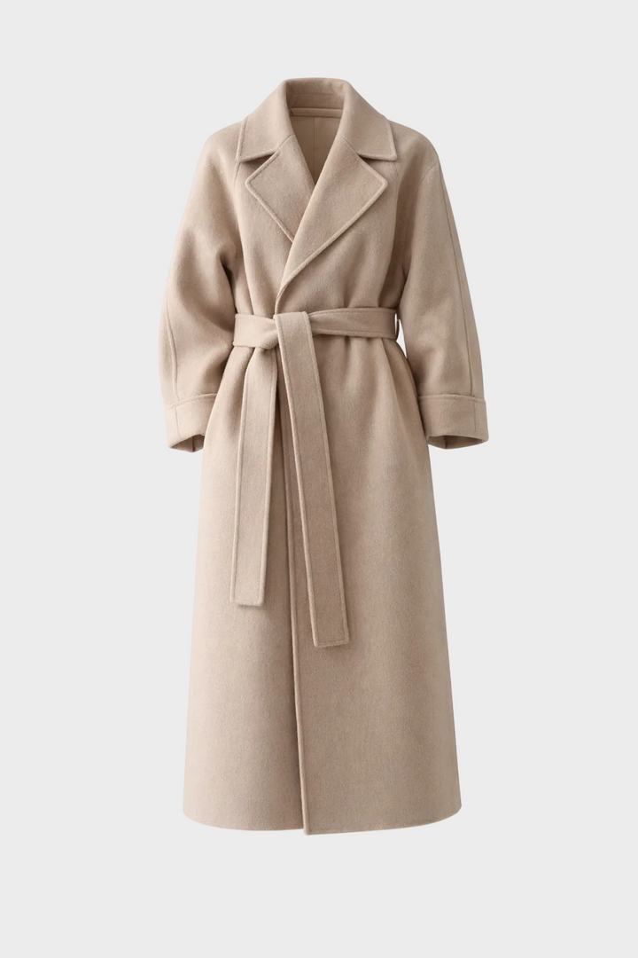 Lana - Elegantne pikk mantel vööga