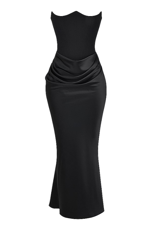 Emily - Strapless Maxi Dress with Draped Detailing