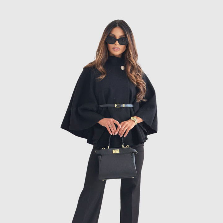 Lea – Elegantne mantel liblikavarukatega ja vööga