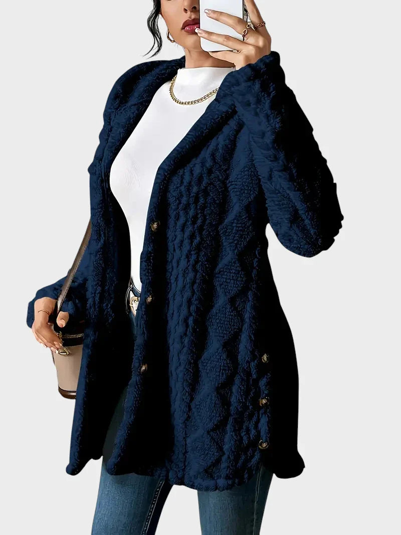 Vesna - plüüsist kardigan kapuutsiga