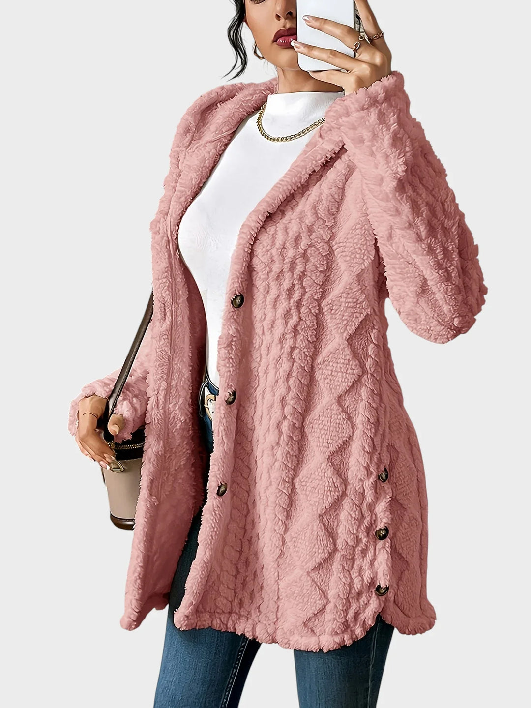 Vesna - plüüsist kardigan kapuutsiga