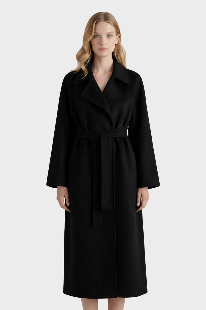 Lana - Elegantne pikk mantel vööga