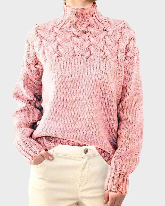 Anja - naiste kootud kampsun kõrge kaelusega