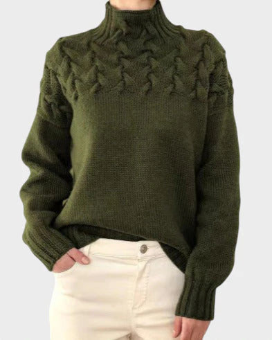 Anja - naiste kootud kampsun kõrge kaelusega