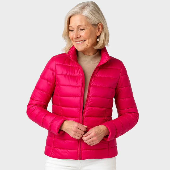 Ela - Uus ultra-kerge jakka valgete pardi sulgedega