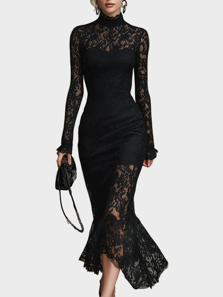 Jasna - Black Lace Maxi Dress