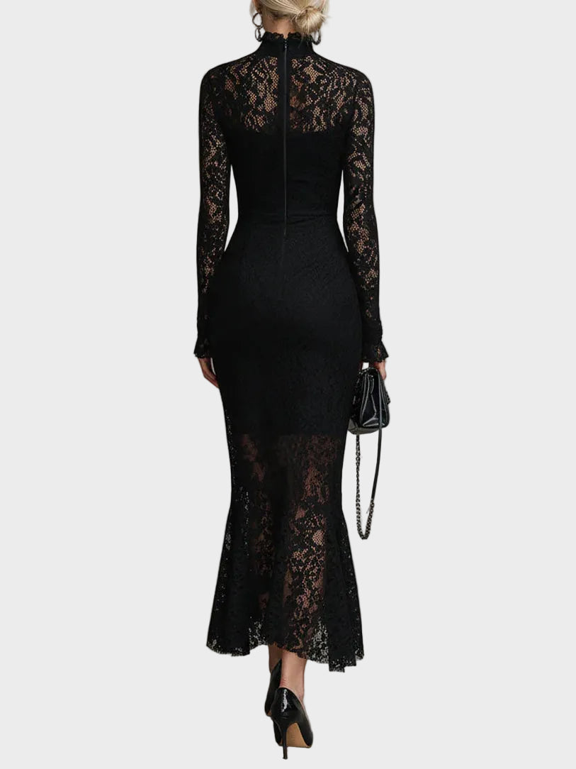 Jasna - Black Lace Maxi Dress