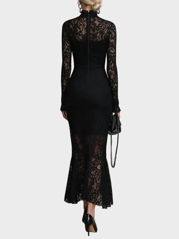 Jasna - Black Lace Maxi Dress
