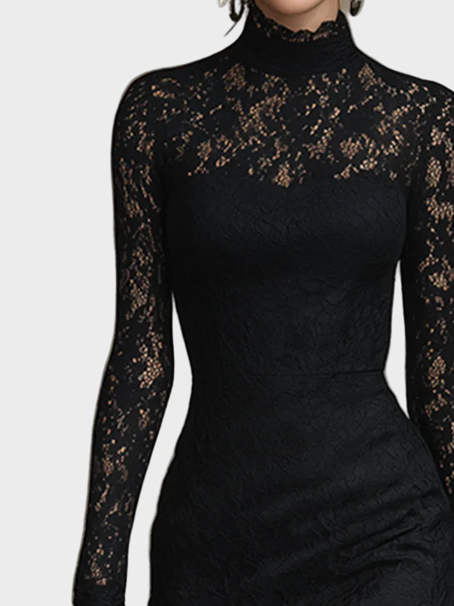 Jasna - Black Lace Maxi Dress