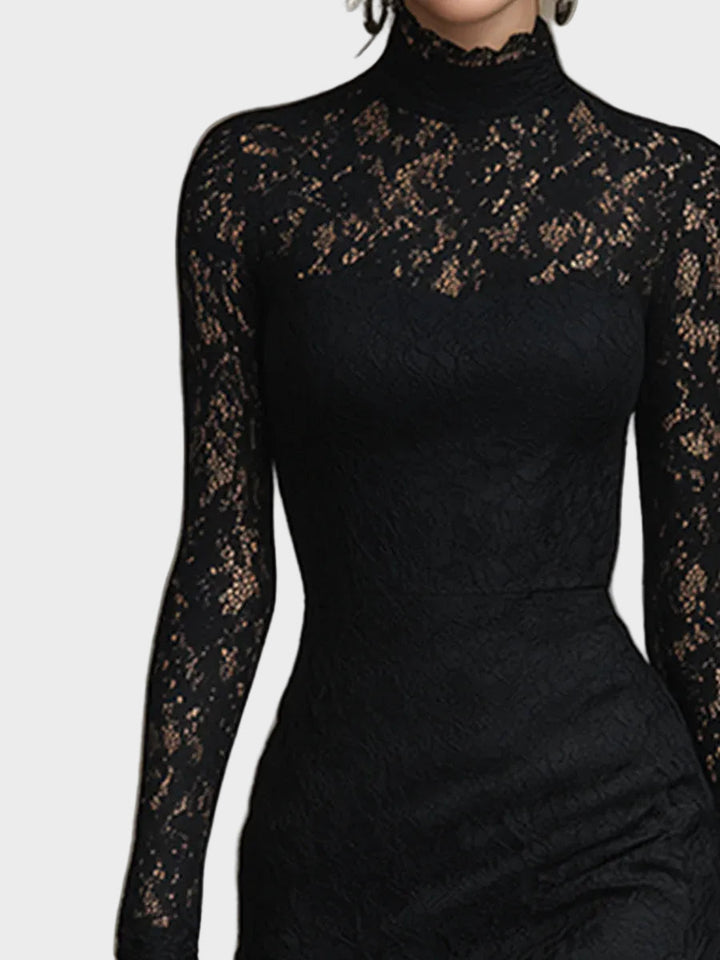 Jasna - Black Lace Maxi Dress