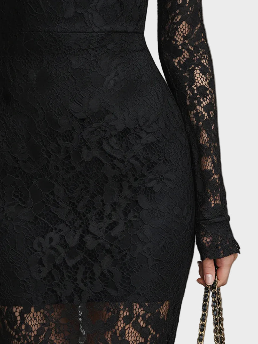 Jasna - Black Lace Maxi Dress