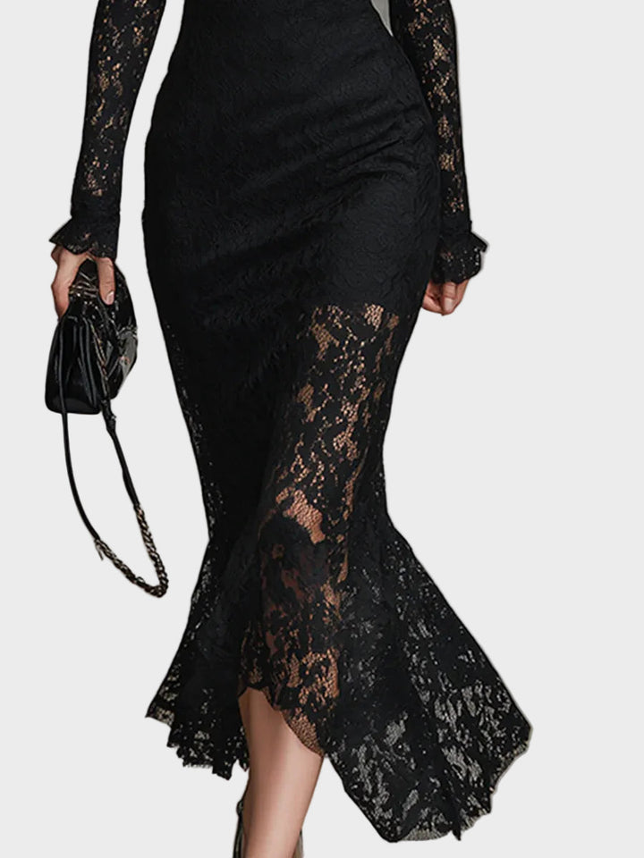 Jasna - Black Lace Maxi Dress