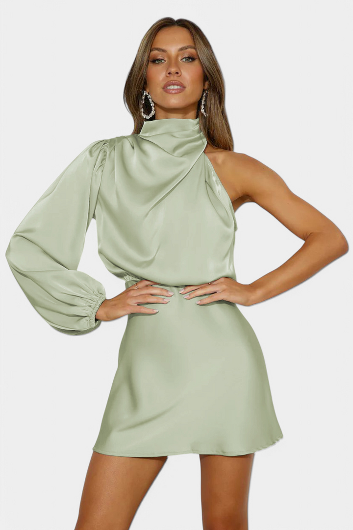 Mara - One-Shoulder Draped Mini Dress