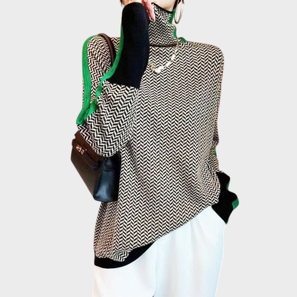 Lea - Kõrge kaelusega sviiter kontrastsete triibudega