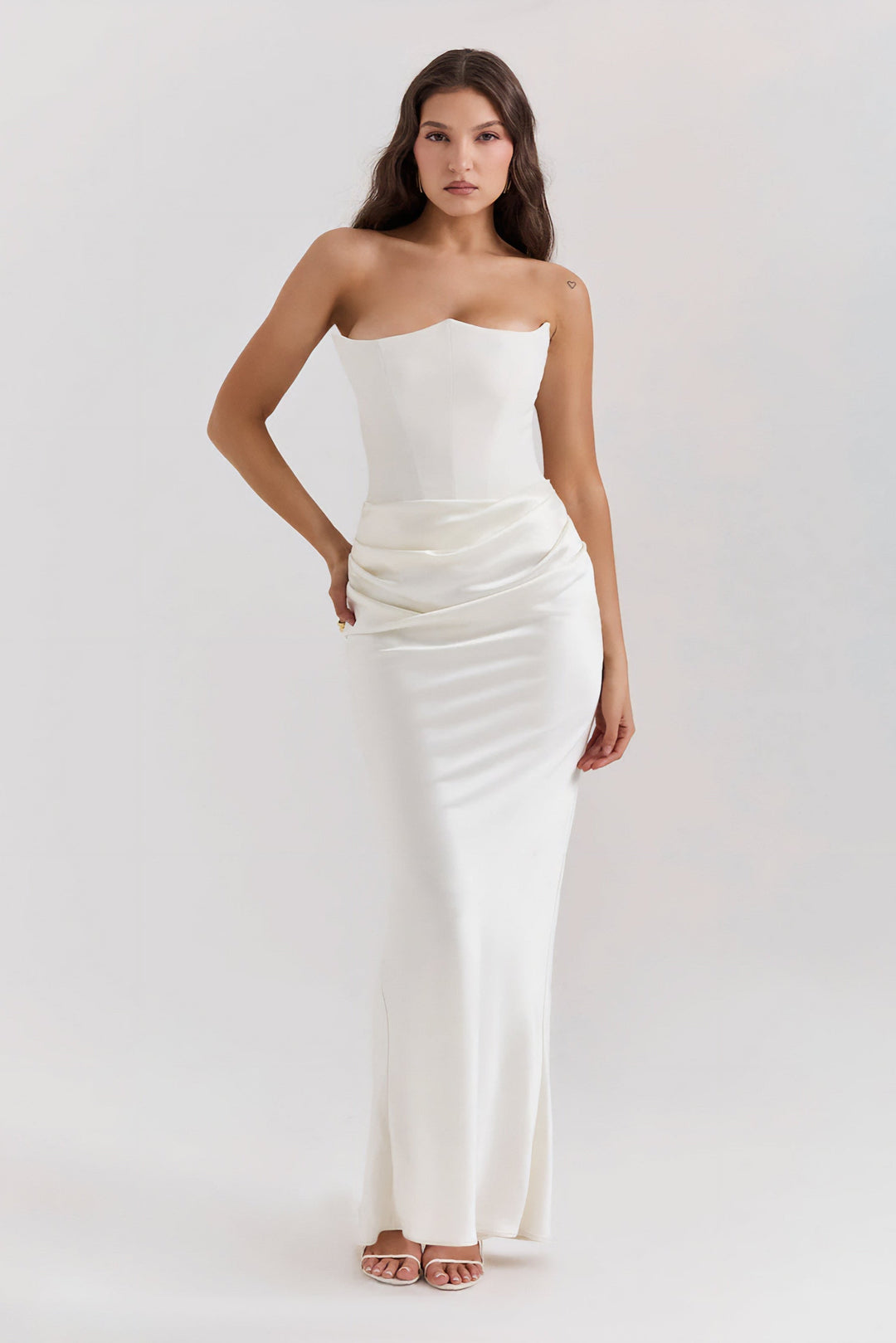 Emily - Strapless Maxi Dress with Draped Detailing