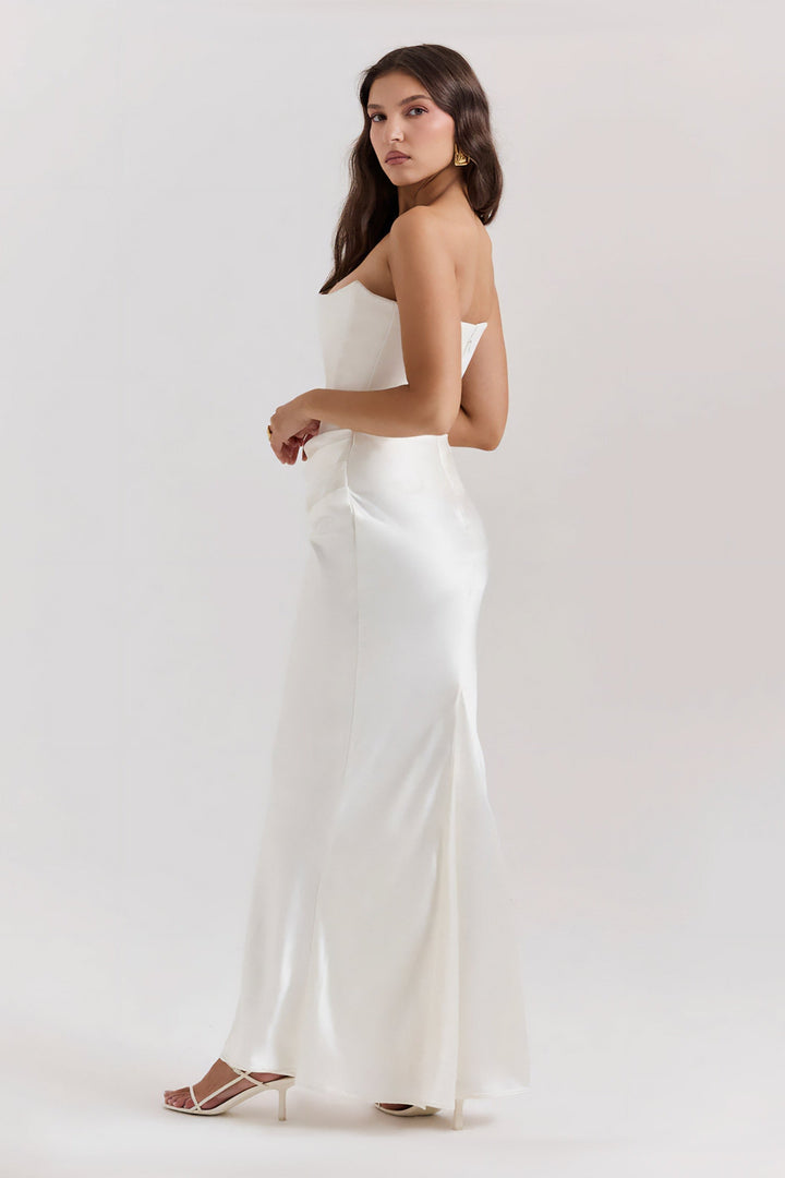 Emily - Strapless Maxi Dress with Draped Detailing