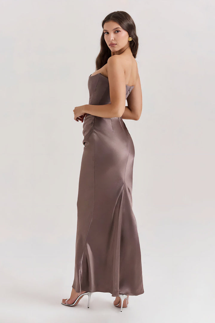 Emily - Strapless Maxi Dress with Draped Detailing