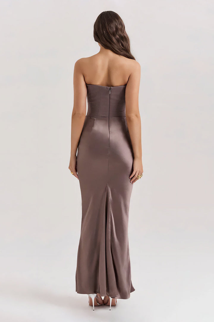 Emily - Strapless Maxi Dress with Draped Detailing
