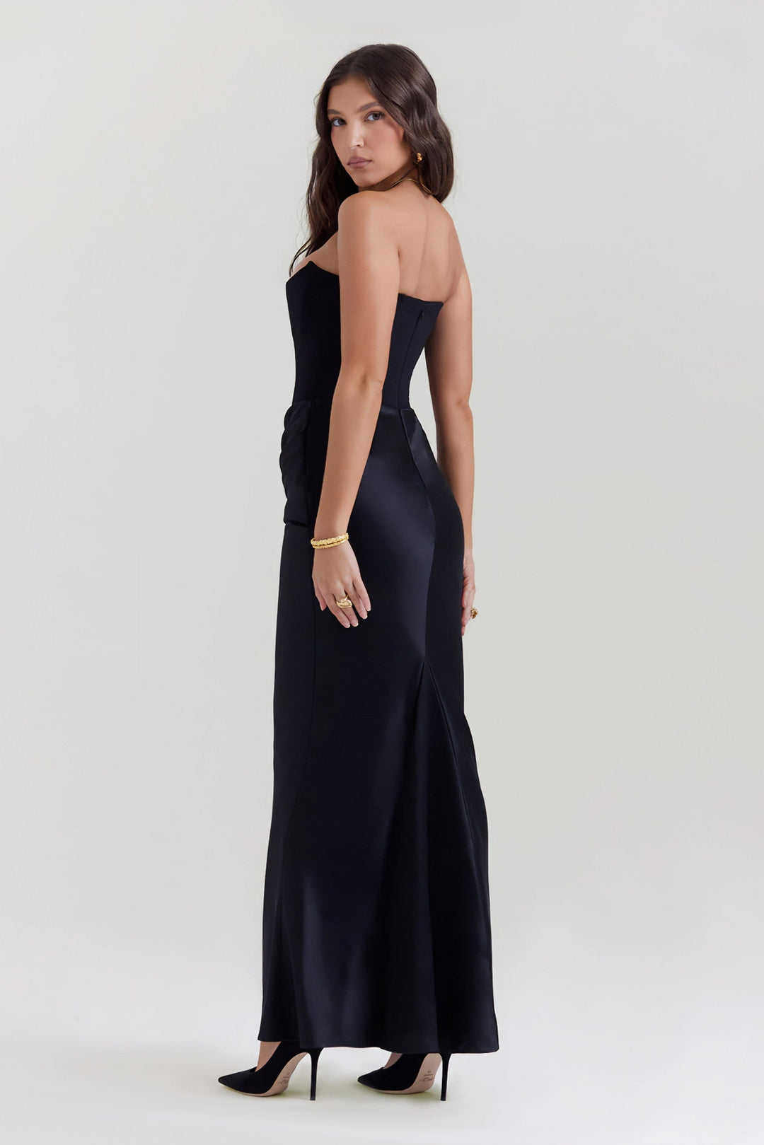 Emily - Strapless Maxi Dress with Draped Detailing