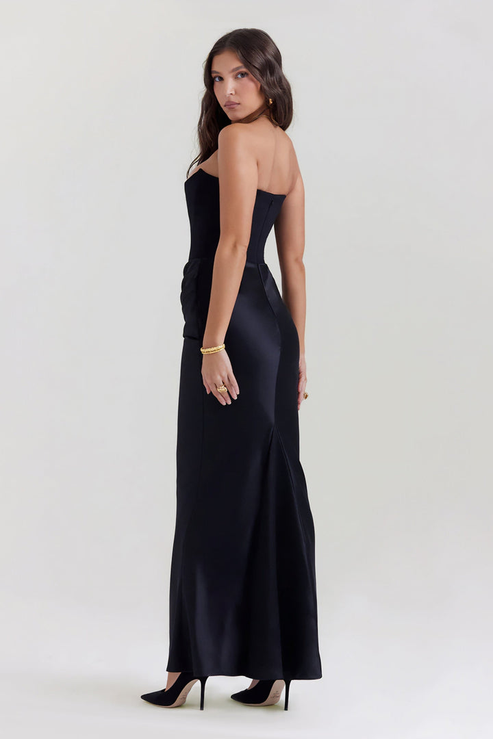 Emily - Strapless Maxi Dress with Draped Detailing