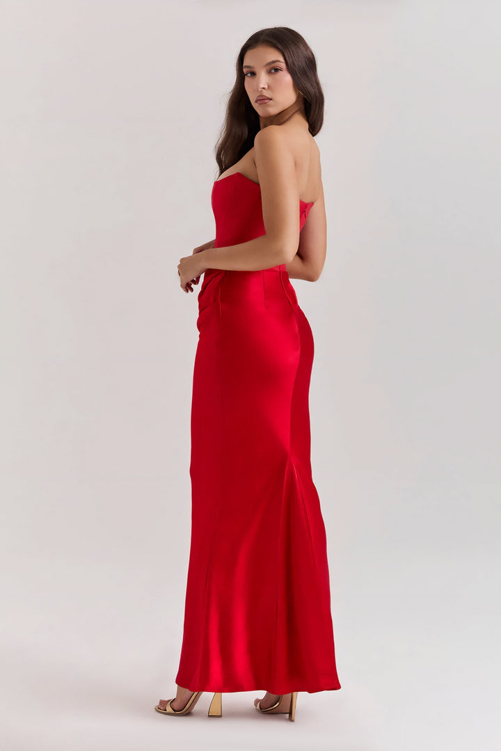 Emily - Strapless Maxi Dress with Draped Detailing
