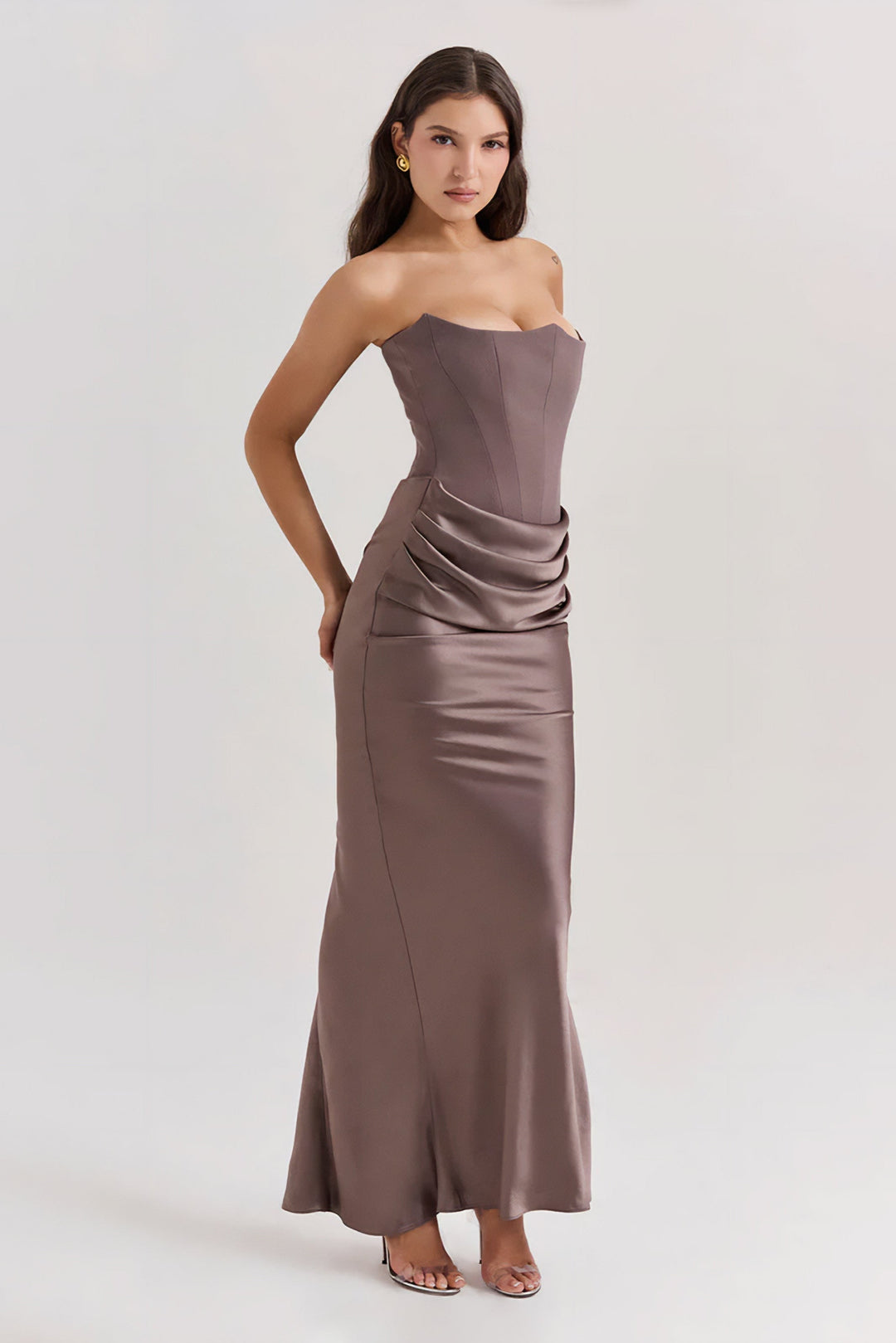 Emily - Strapless Maxi Dress with Draped Detailing
