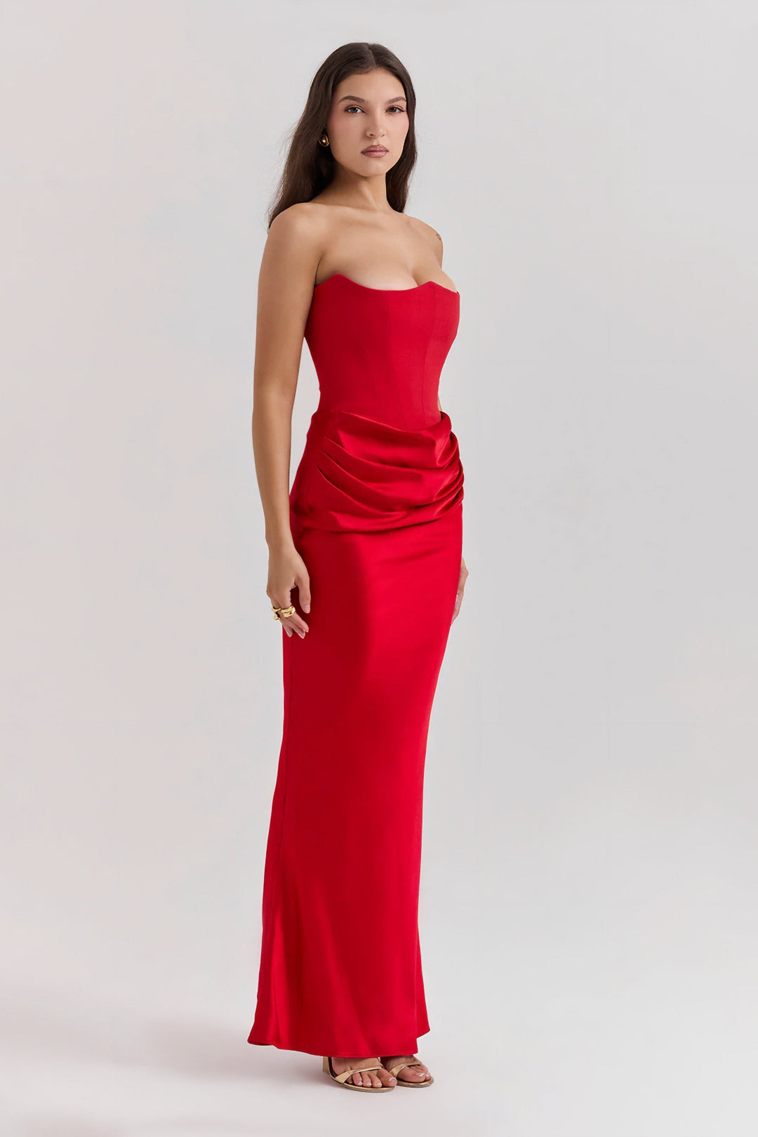 Emily - Strapless Maxi Dress with Draped Detailing