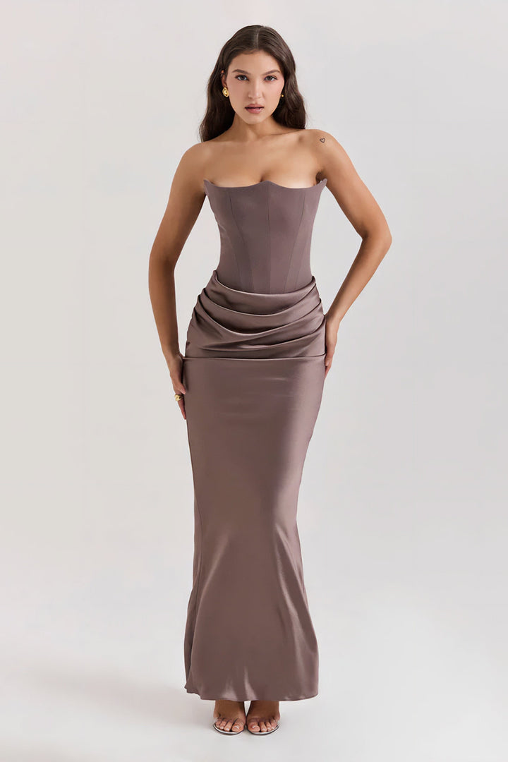 Emily - Strapless Maxi Dress with Draped Detailing