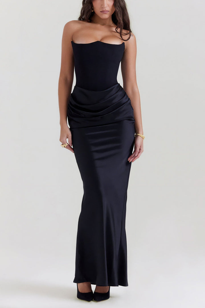 Emily - Strapless Maxi Dress with Draped Detailing