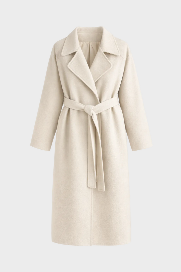 Lana - Elegantne pikk mantel vööga