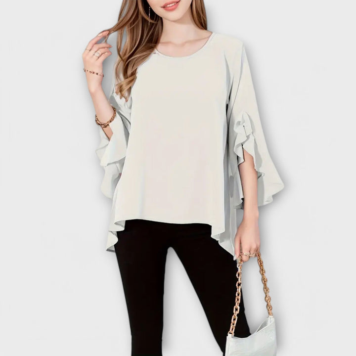 Anđa – sinise värvi volangidega pluus