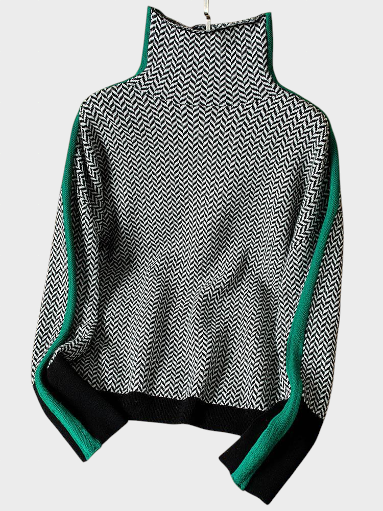 Lea - Kõrge kaelusega sviiter kontrastsete triibudega