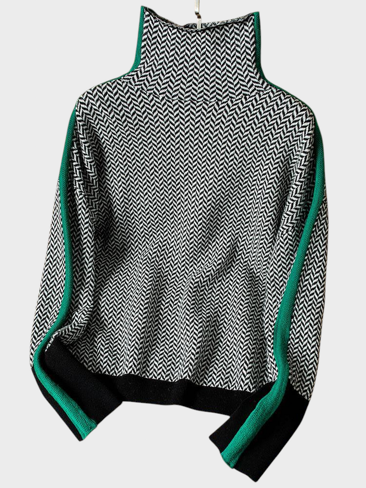 Lea - Kõrge kaelusega sviiter kontrastsete triibudega