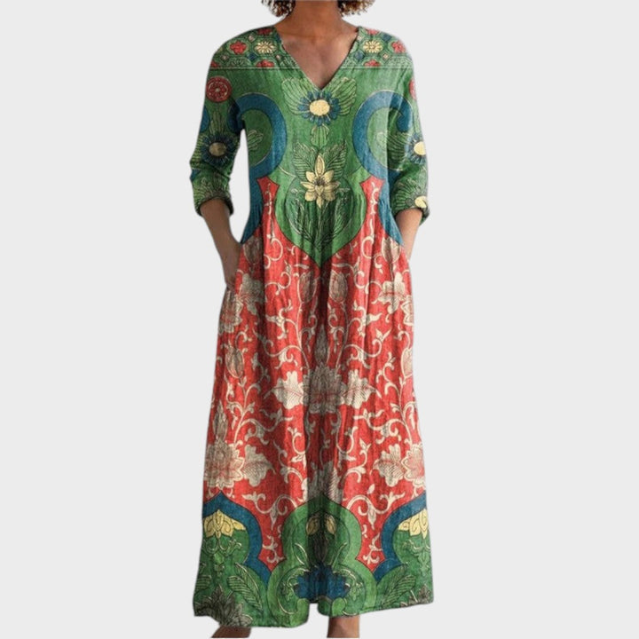 Klara - Pikk kleit retro-lillemustriga