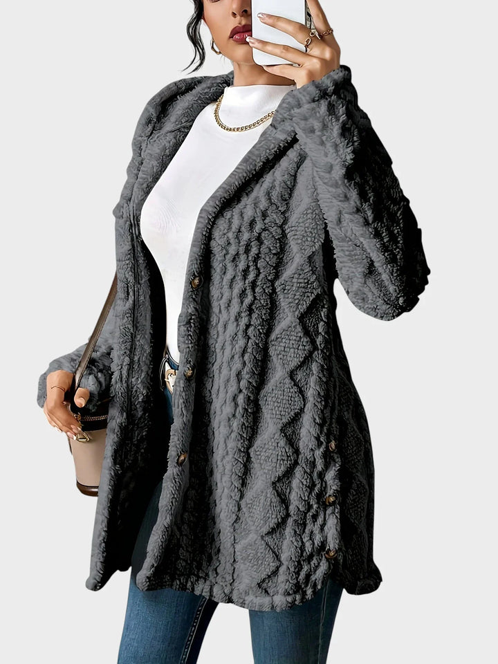 Vesna - plüüsist kardigan kapuutsiga