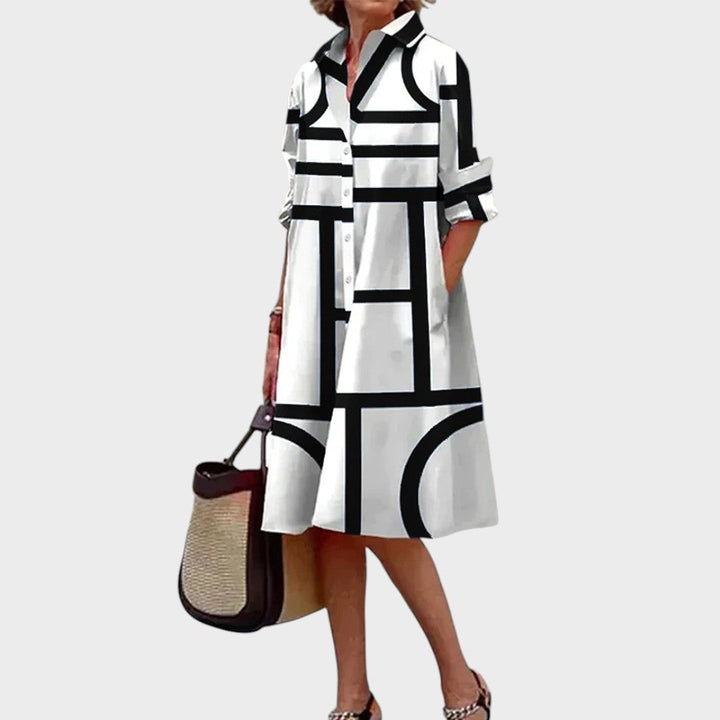 Dragana - naiste kleit geomeetrilise mustriga