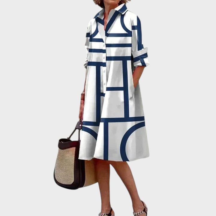 Dragana - naiste kleit geomeetrilise mustriga