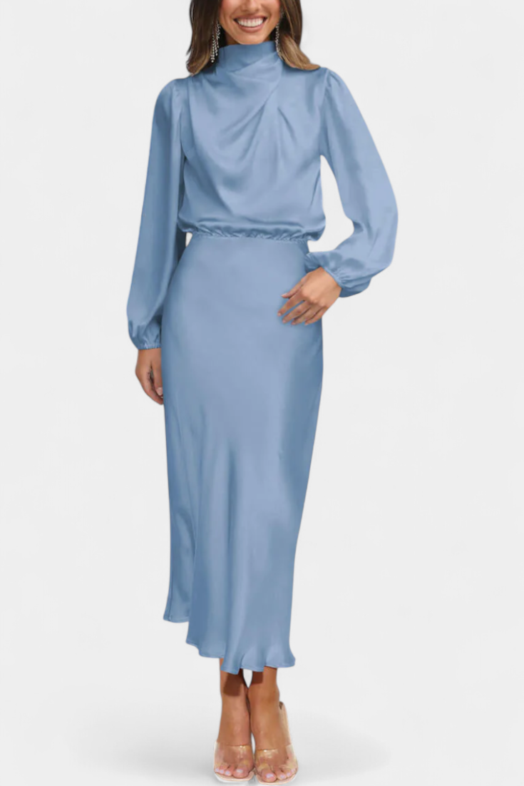 Cecila - Maxi dress with a high collar and floral pattern