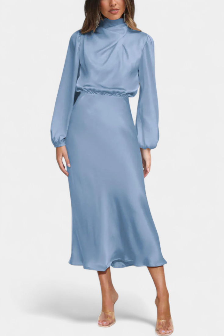 Cecila - Maxi dress with a high collar and floral pattern