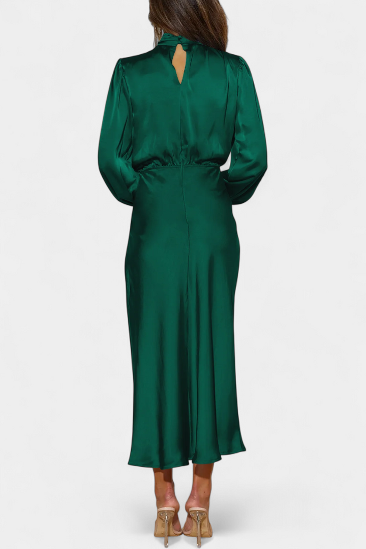 Cecila - Maxi dress with a high collar and floral pattern