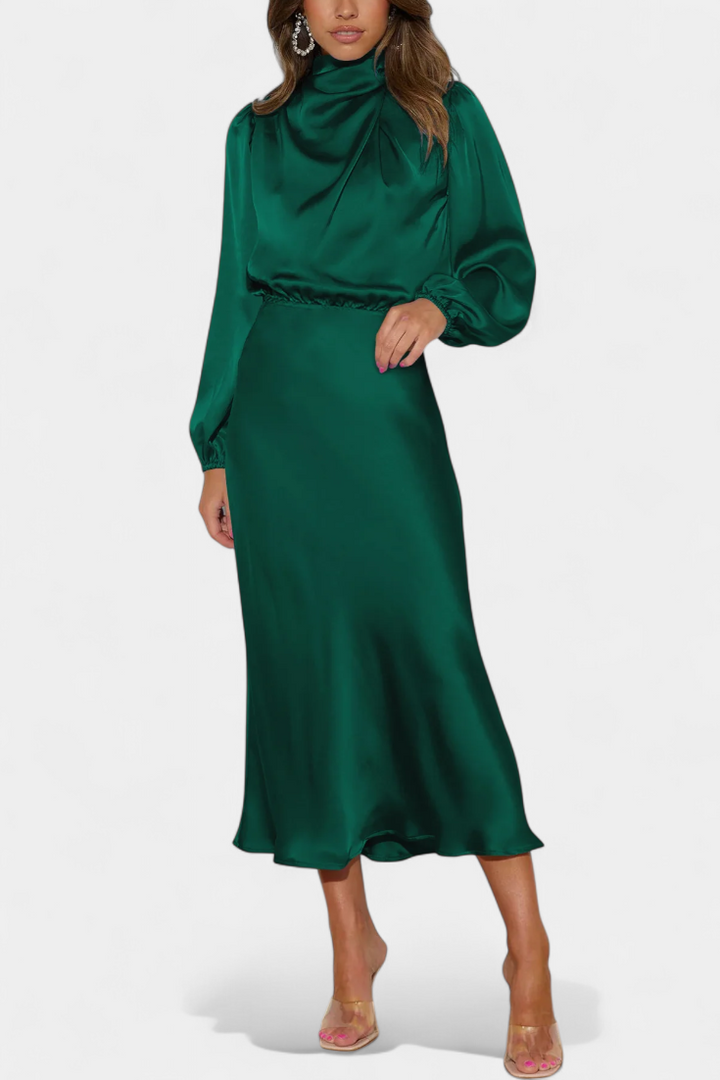 Cecila - Maxi dress with a high collar and floral pattern