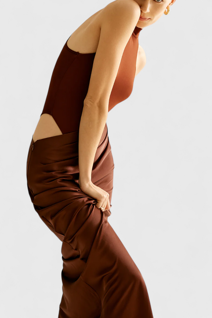 Mafalda - Maxi dress with sleeves and a slim silhouette