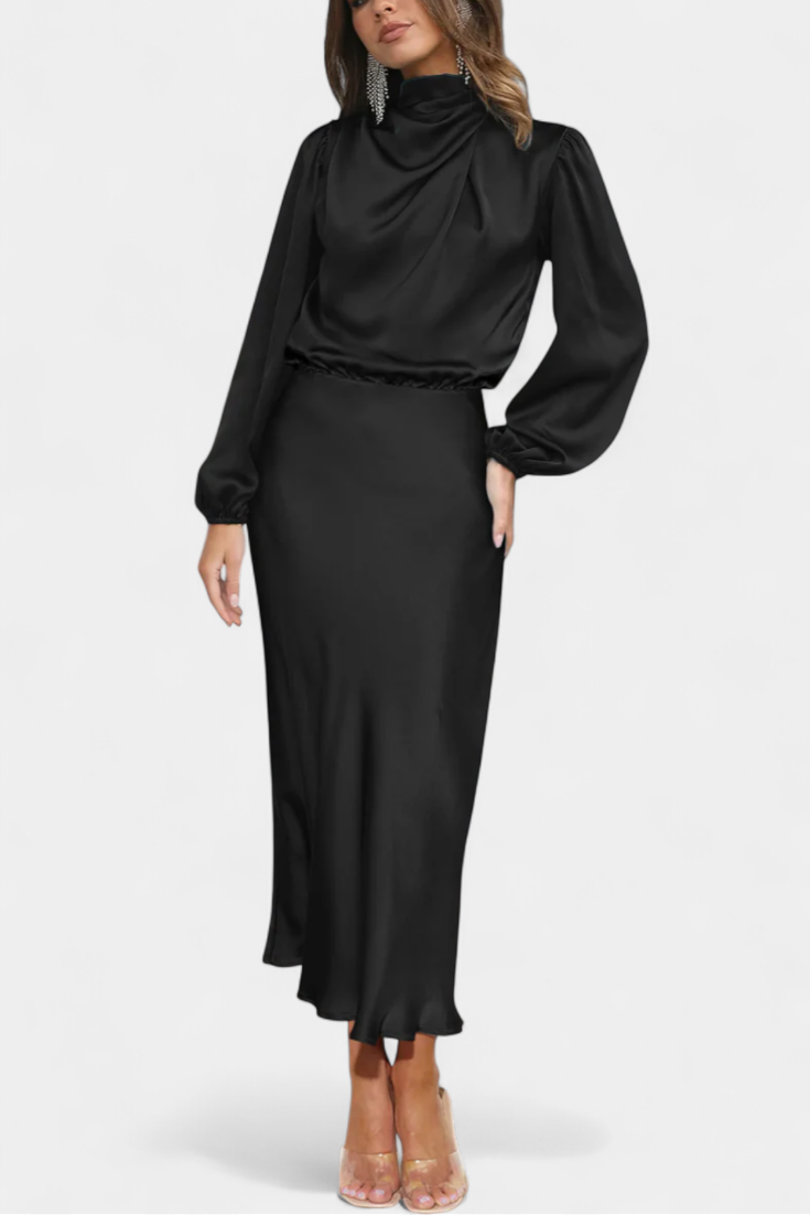 Cecila - Maxi dress with a high collar and floral pattern