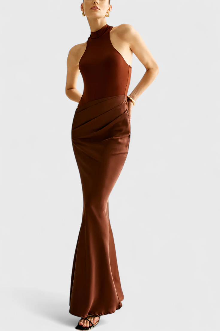 Mafalda - Maxi dress with sleeves and a slim silhouette