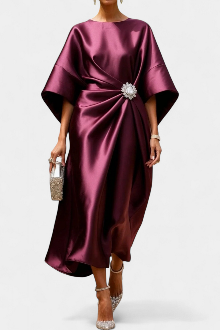 Ubelia - Shiny Satin Long Dress