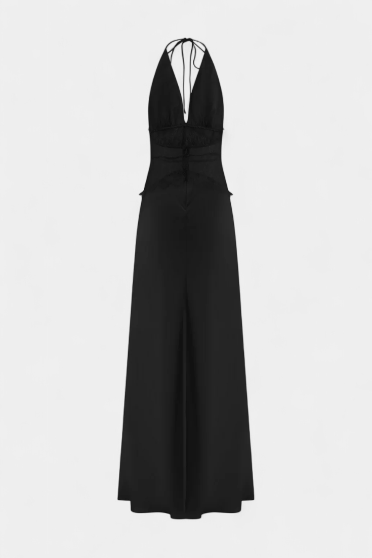 Ashanty - Long dress with halter neck and transparent slit detail