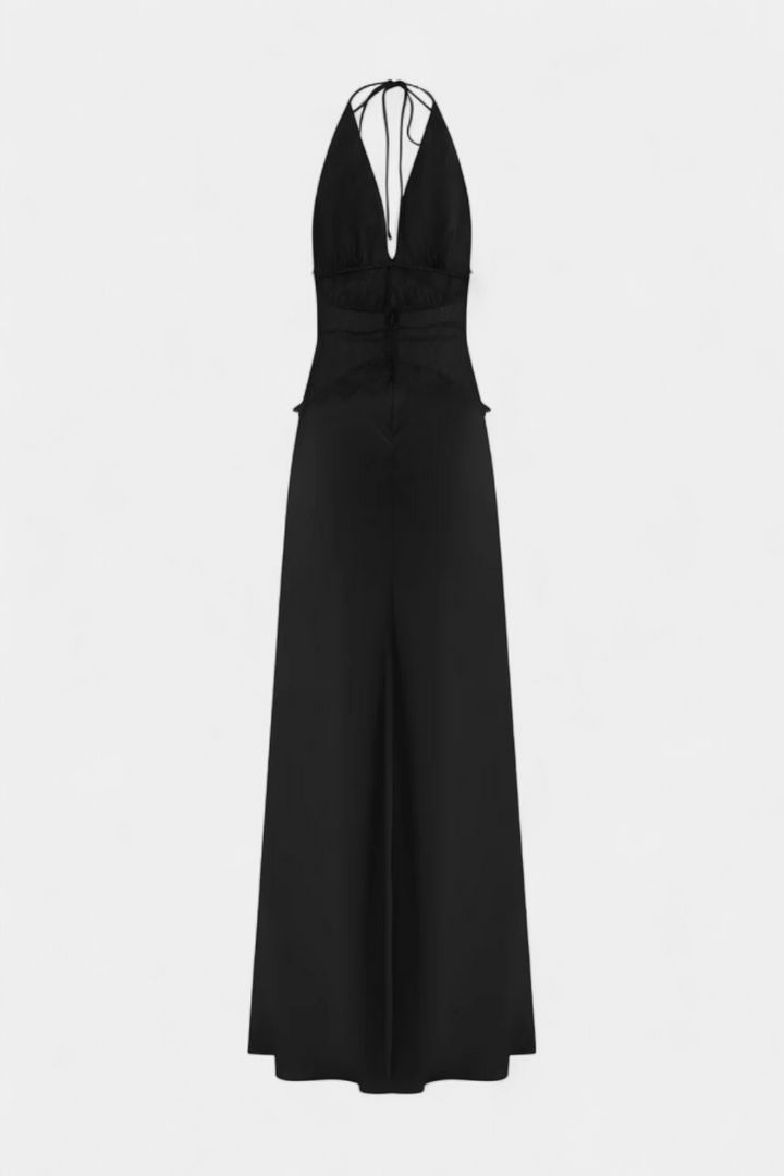 Ashanty - Long dress with halter neck and transparent slit detail
