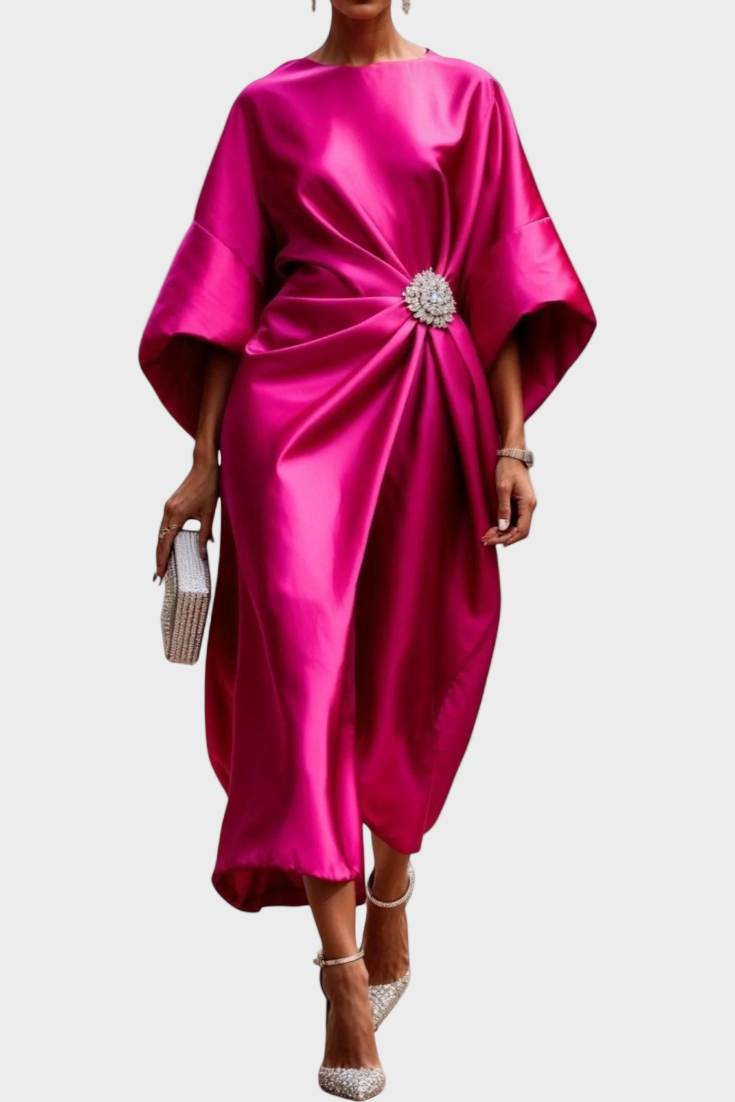 Ubelia - Shiny Satin Long Dress