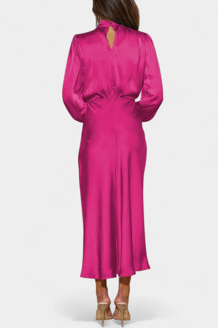 Cecila - Maxi dress with a high collar and floral pattern