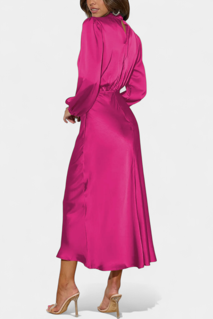 Cecila - Maxi dress with a high collar and floral pattern